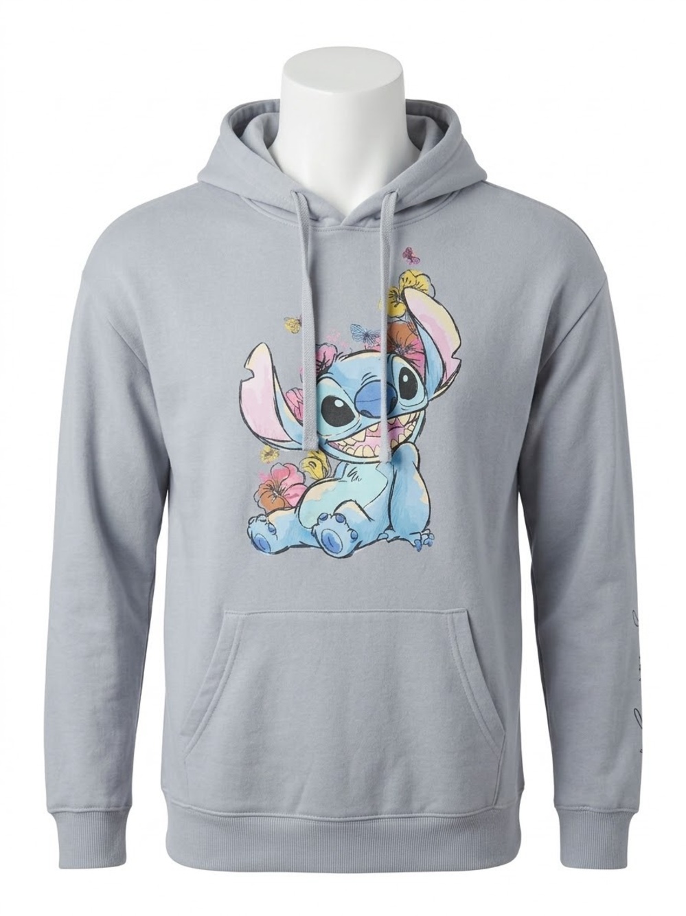 Disney Stitch Gray Stitch Graphic Hoodie Sweatshirt Size Small